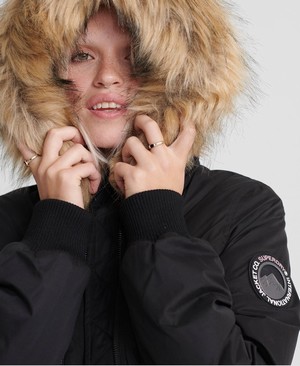 Superdry Microfibre Bomber Női Kabát Fekete | QMJHP1965